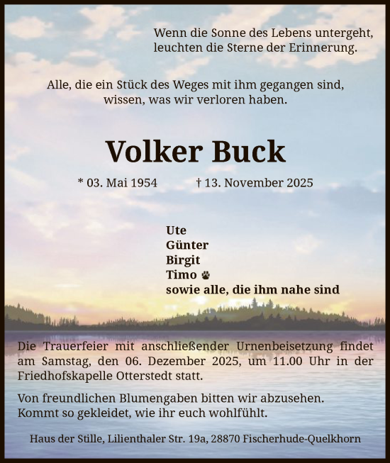 Traueranzeige von Volker Buck von SYKS