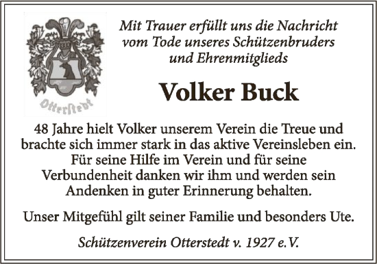 Traueranzeige von Volker Buck von SYKS