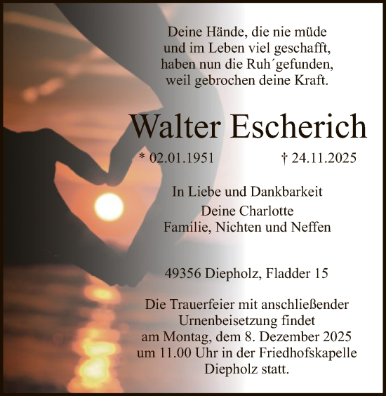 Traueranzeige von Walter Escherich von SYKS