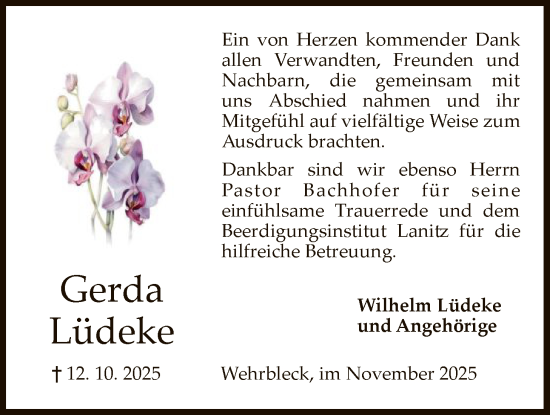 Traueranzeige von Wilhelm Lüdeke von SYKS