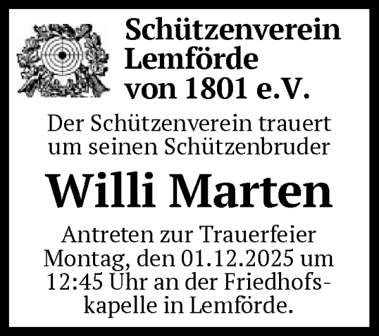 Traueranzeige von Willi Marten von SYKS