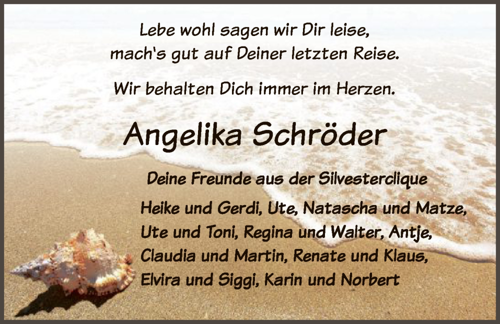  Traueranzeige für Angelika Schröder vom 06.12.2025 aus SYKR