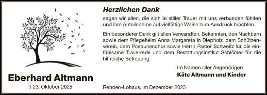 Traueranzeige von Eberhard Altmann von SYKS