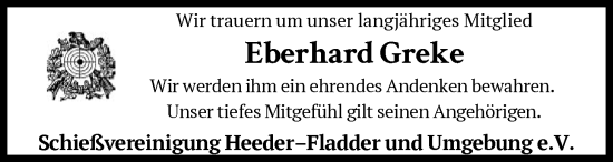 Traueranzeige von Eberhard Greke von SYKS