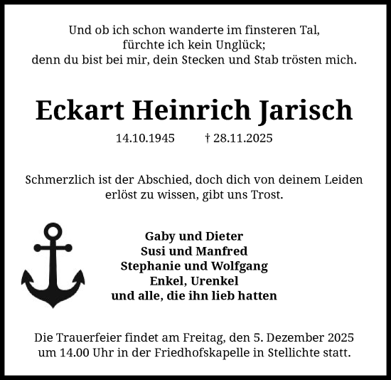Traueranzeige von Eckart Heinrich Jarisch von SYKR