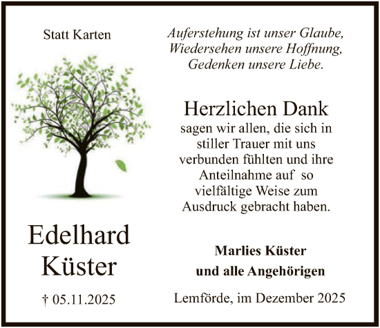 Traueranzeige von Edelhard Küster von SYKS