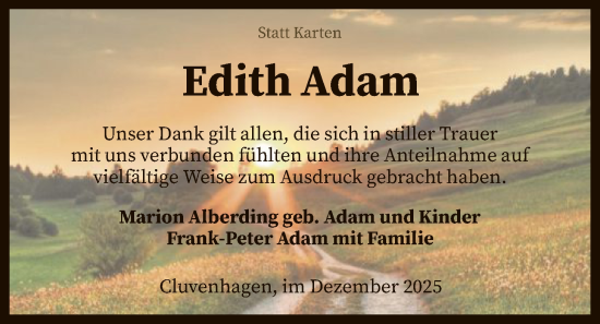 Traueranzeige von Edith Adam von SYKS