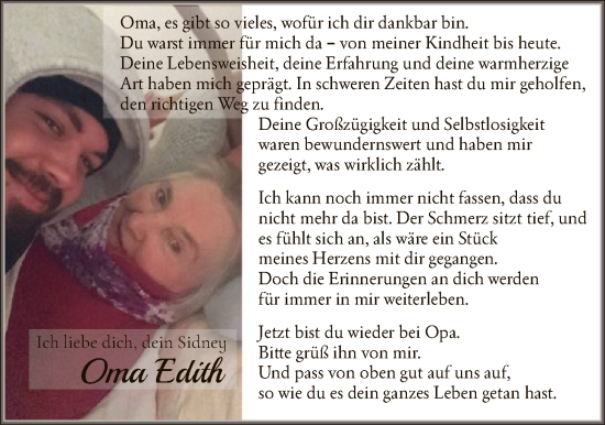 Traueranzeige von Edith Gödeke von SYKR