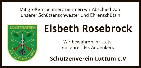 Traueranzeige von Elsbeth Rosebrock von SYKS
