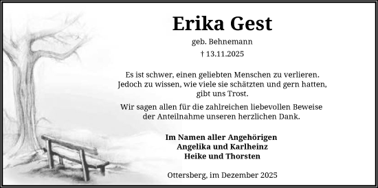 Traueranzeige von Erika Gest von SYKS
