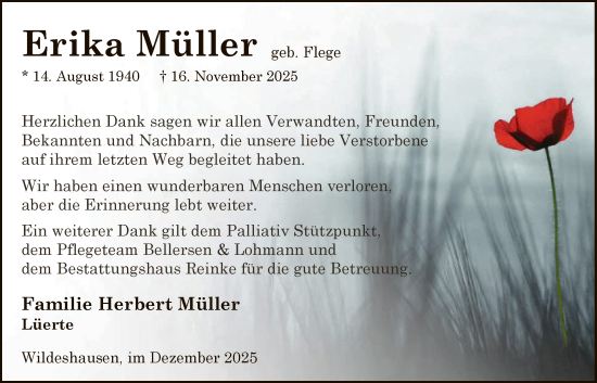 Traueranzeige von Erika Müller von SYWZ