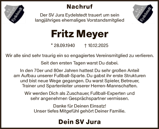 Traueranzeige von Fritz Meyer von SYKS