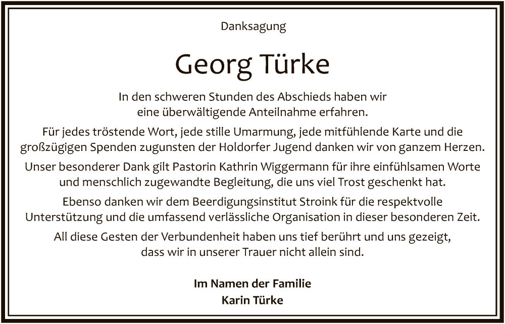  Traueranzeige für Georg Türke vom 13.12.2025 aus SYKS