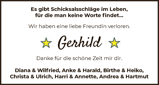 Traueranzeige von Gerhild  von SYKS