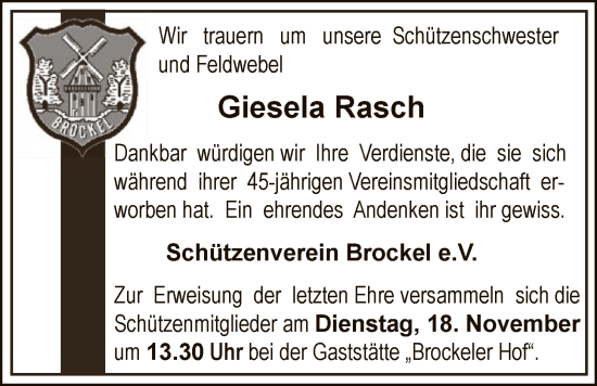 Traueranzeige von Giesela Rasch von SYKR