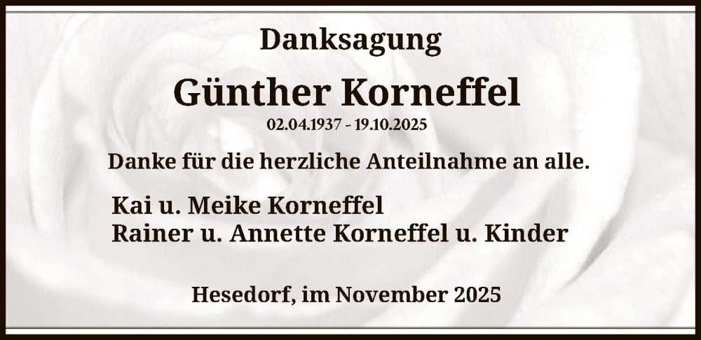  Traueranzeige für Günther Korneffel vom 06.12.2025 aus SYKR