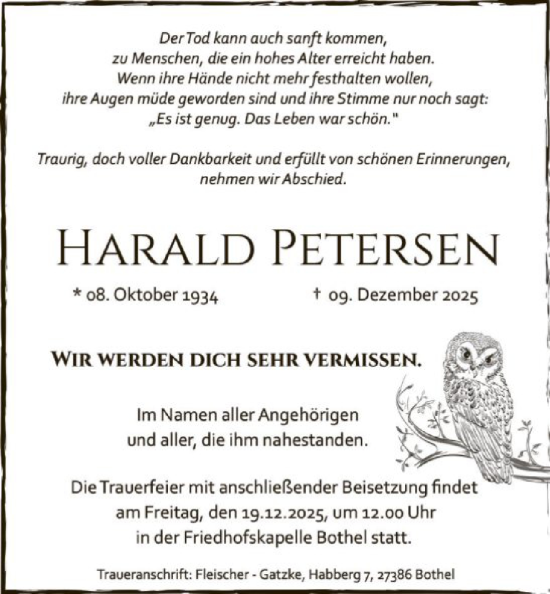 Traueranzeige von Harald Petersen von SYKR