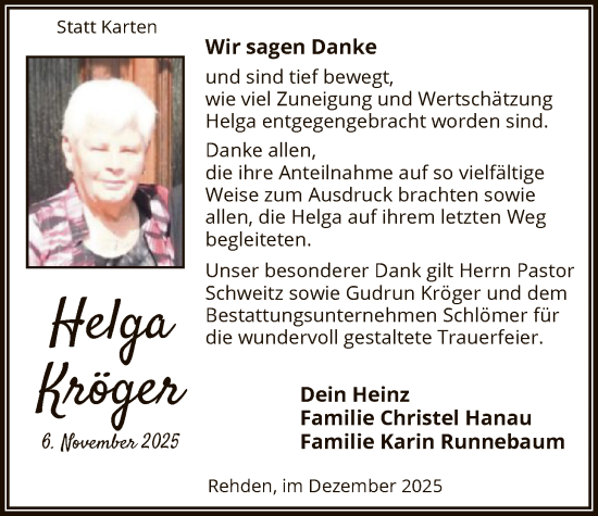 Traueranzeige von Helga Kröger von SYKS
