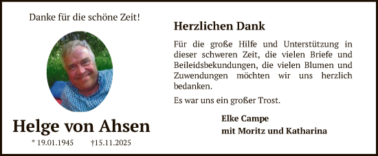 Traueranzeige von Helge   von Ahsen von SYKS