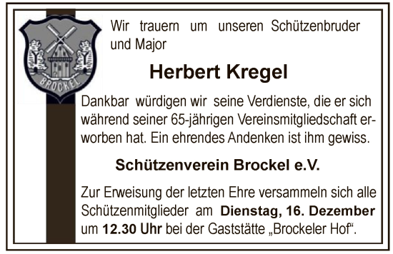 Traueranzeige von Herbert Kregel von SYKR