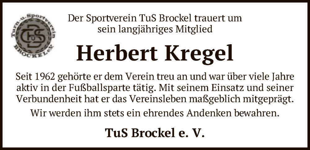  Traueranzeige für Herbert Kregel vom 13.12.2025 aus SYKR