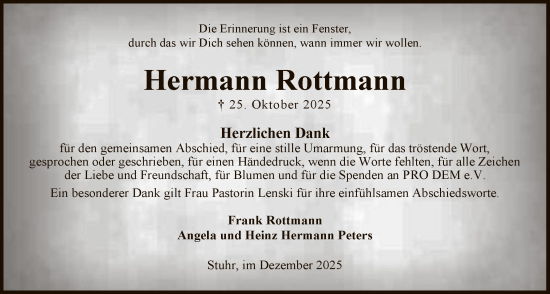 Traueranzeige von Hermann Rottmann von SYKS