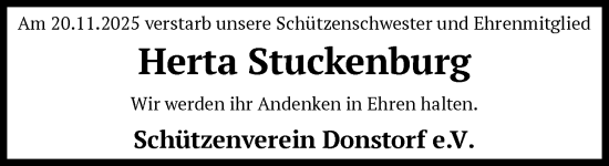 Traueranzeige von Herta Stuckenburg von SYKS