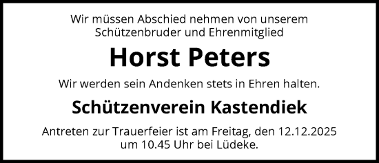 Traueranzeige von Horst Peters von SYKS