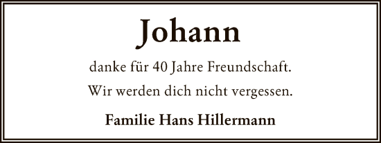 Traueranzeige von Johann  von SYKR