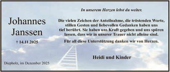 Traueranzeige von Johannes Janssen von SYKS