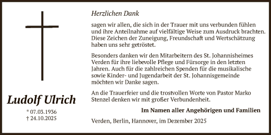 Traueranzeige von Ludolf Ulrich von SYKS