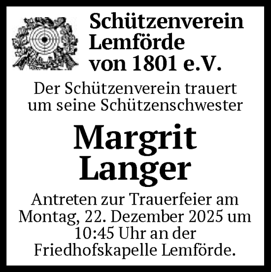 Traueranzeige von Margrit Langer von SYKS
