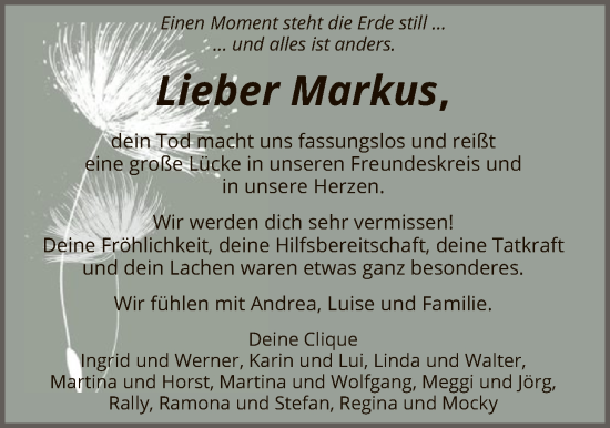 Traueranzeige von Markus  von SYKS