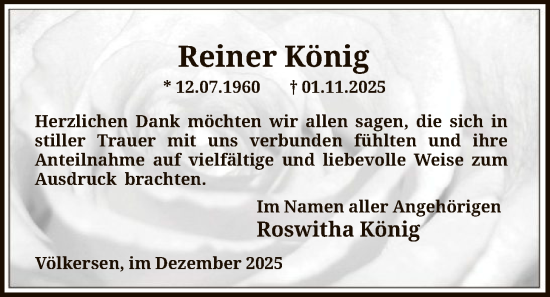 Traueranzeige von Reiner König von SYKS