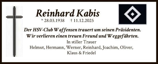 Traueranzeige von Reinhard Kabis von SYKR