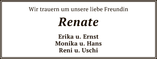 Traueranzeige von Renate  von SYKR