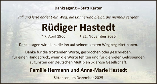 Traueranzeige von Rüdiger Hastedt von SYKR