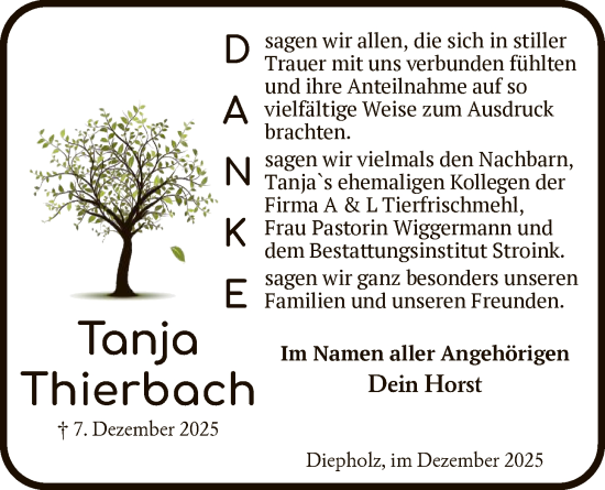 Traueranzeige von Tanja Thierbach von SYKS