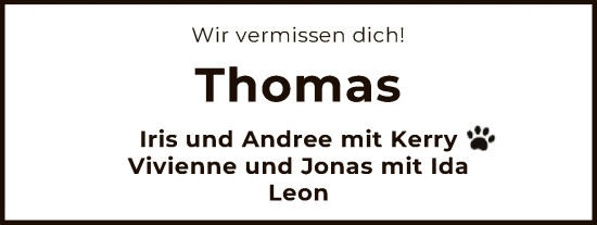Traueranzeige von Thomas  von SYKR