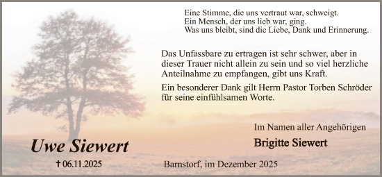 Traueranzeige von Uwe Siewert von SYKS