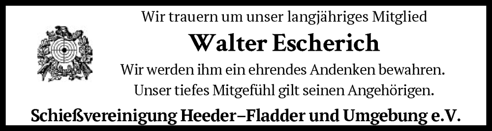  Traueranzeige für Walter Escherich vom 10.12.2025 aus SYKS