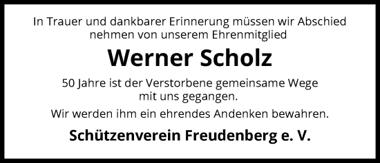 Traueranzeige von Werner Scholz von SYKS