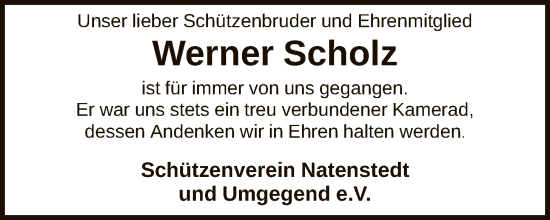 Traueranzeige von Werner Scholz von SYKS