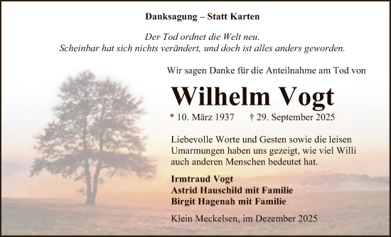 Traueranzeige von Wilhelm Vogt von SYKR