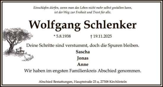 Traueranzeige von Wolfgang Schlenker von SYKS
