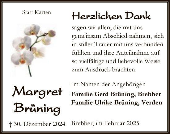 Traueranzeige von Margret Brüning von SYK
