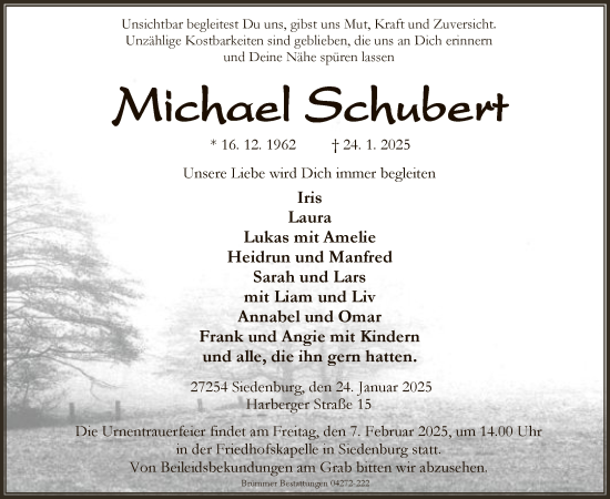 Traueranzeige von Michael Schubert von SYK