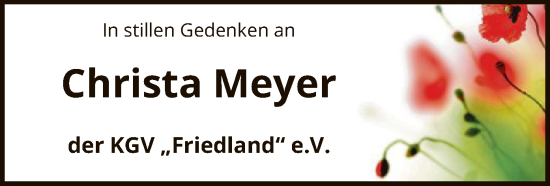 Traueranzeige von Christa Meyer von SYK