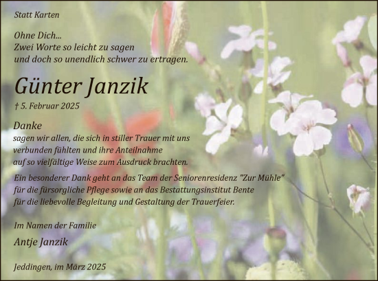 Traueranzeige von Günter Janzik von SYK