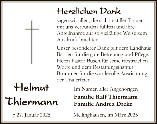 Traueranzeige von Helmut Thiermann von SYK